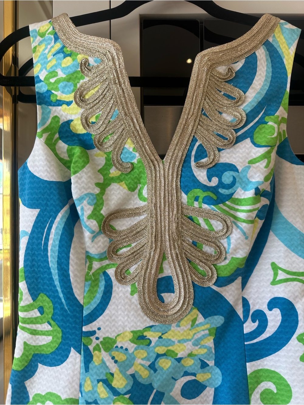 Lilly Pulitzer NWT Janice Resort White Crystal Cost Shift Gold Soutache Dress 00 - Picture 4 of 12